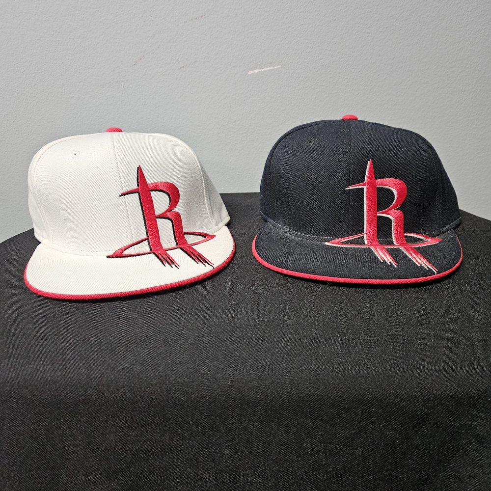 2 New Houston Rockets NBA Caps Flat Bill  Size Small/Medium 1 Black 1 White